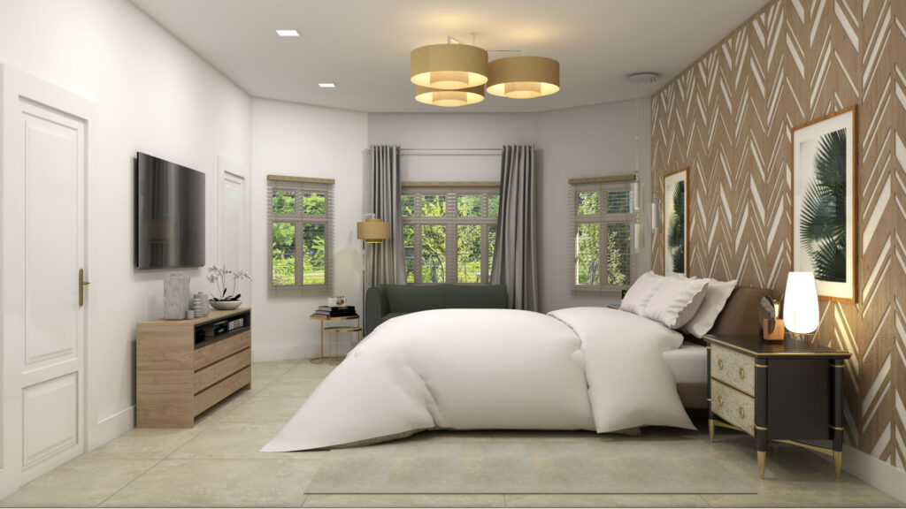 Master Bedroom with Wooden Panel